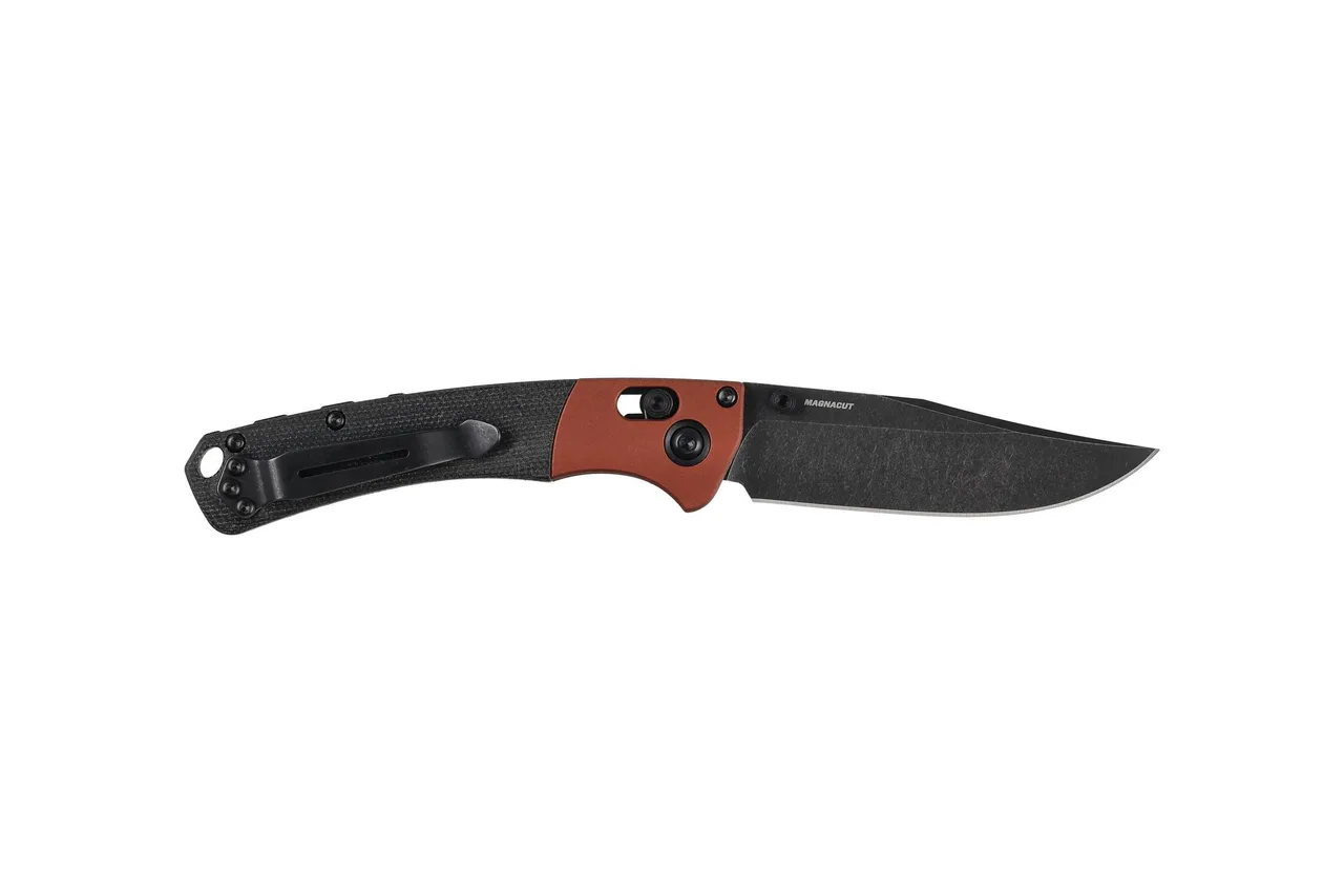 Складной нож Benchmade Mini Crooked River DLC battlewash cталь MagnaCut рукоять Burnt Copper Aluminum/Micarta (15085BK-04)