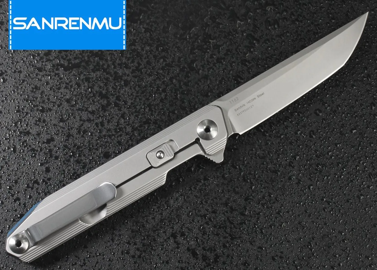 Складной нож SanRenMu 1162 beadblast сталь Sandvik 14C28N рукоять Silver Steel/G10